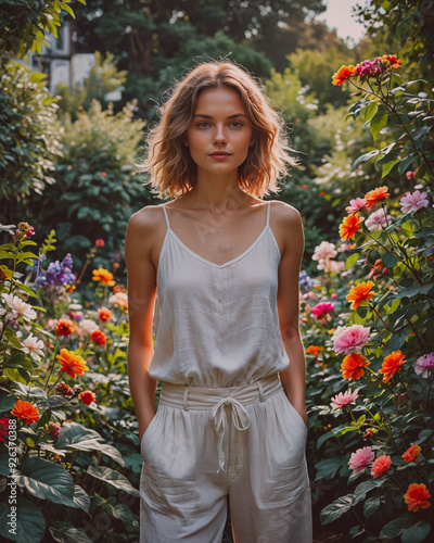 Young woman in garden