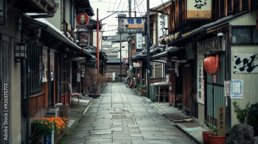 Traditional Japanese Street in Autumn Traditional Japanese Street in Autumn