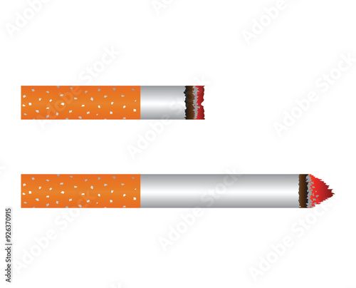 Smoldering Cigarette. Bad habits and nicotine consumption concept vector