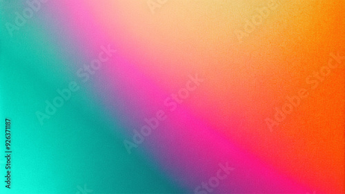 Orange teal green pink abstract grainy gradient background noise texture effect summer poster design