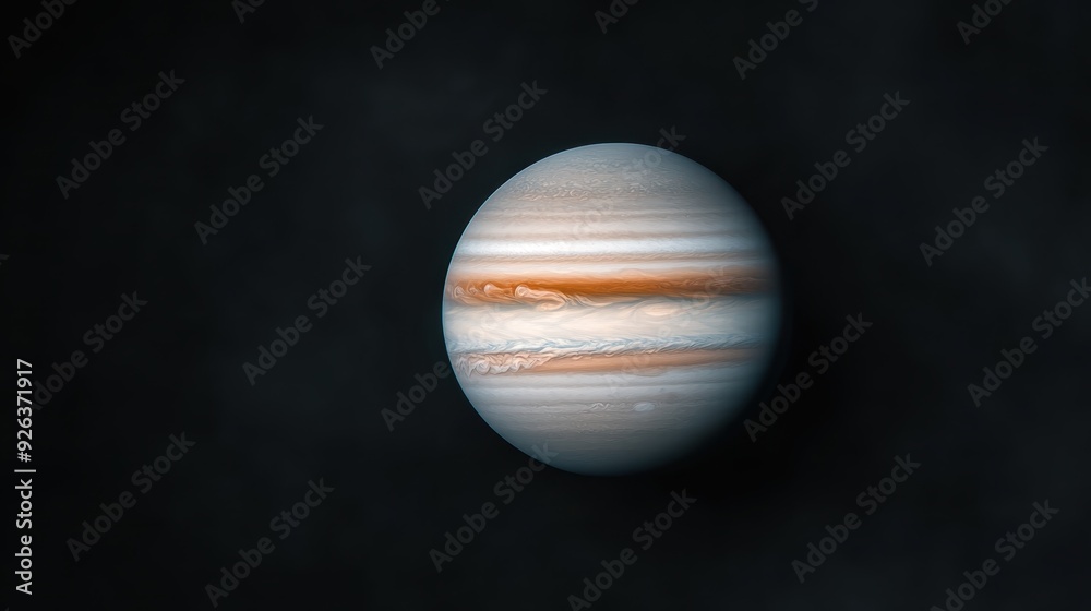 A mesmerizing image of the gas giant Jupiter, showcasing its characteristic stormy bands and stripes, set against the dark vastness of space, representing cosmic grandeur. A mesmerizing image of the gas giant Jupiter, showcasing its characteristic stormy bands and stripes, set against the dark vastness of space, representing cosmic grandeur.