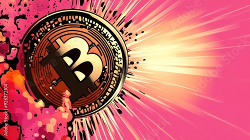 Pop Art Bitcoin Illustration with Comic Book Style