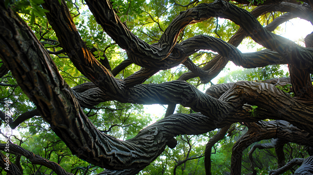 Branches shaped like a double helix Branches shaped like a double helix