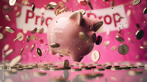 Shattered Piggy Bank with F...
