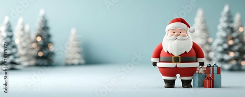 3D Santa Claus with a sack of gifts, Christmas 3D background, jolly and festive