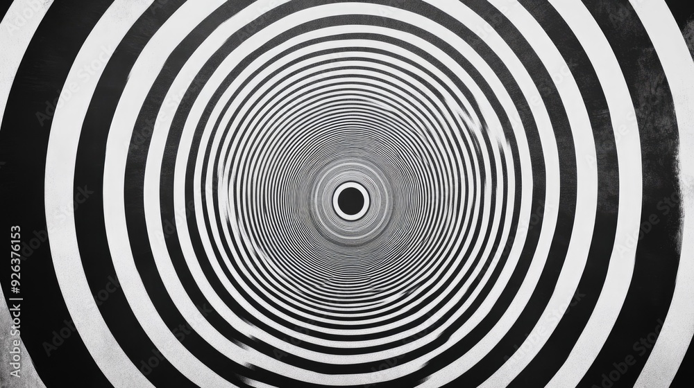 Obraz premium Black and white abstract concentric circles, hypnotic background