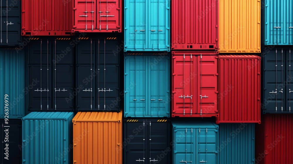 Shipping containers stacked on top of each other. Cargo sea port ...