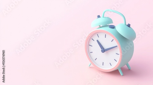 Minimalist 3D Alarm Clock with Pastel Colors on Pink Background