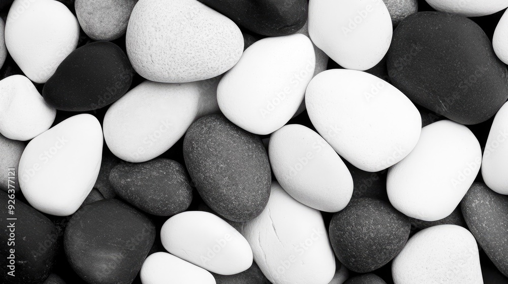 Black and white pebble texture, natural and organic background Black and white pebble texture, natural and organic background