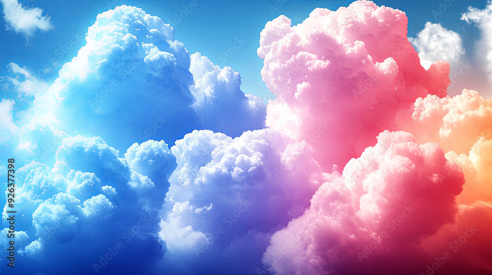 Vibrant clouds illuminated by sunlight create a mesmerizing colorful sky at dusk Vibrant clouds illuminated by sunlight create a mesmerizing colorful sky at dusk
