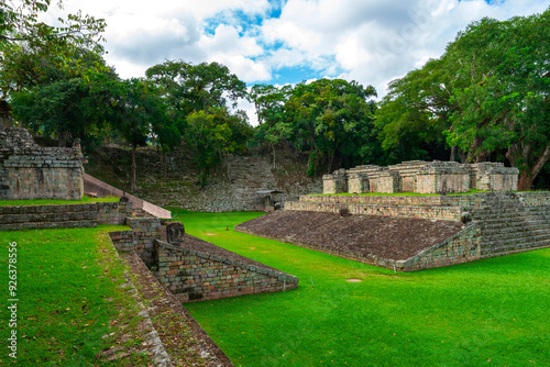 Ball court of Copan Ruinas, an archaeological site of the Maya civilization in Honduras. photo