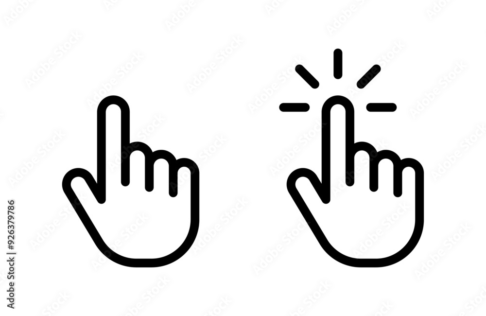 Hand cursor icon set
