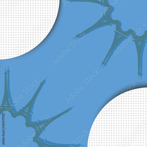 Social media post with Eiffel tower on blue background.Vector illustration