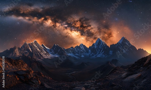 A Starry Sky Over a Snowy Mountain Range