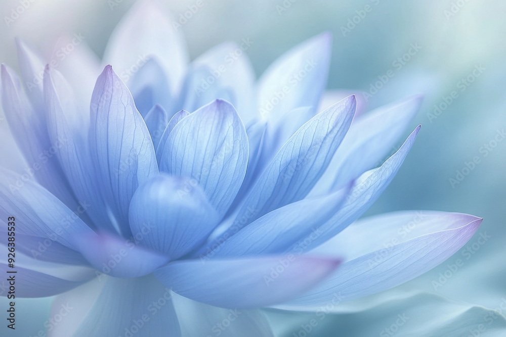 Close-up of a rare blue lotus flower in soft morning light Close-up of a rare blue lotus flower in soft morning light