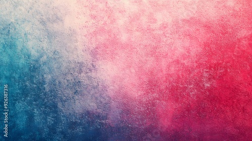 Abstract grainy noise texture with a vibrant color gradient of red, pink, and cyan blue, perfect for creating dynamic banners, poster covers, or backdrop designs