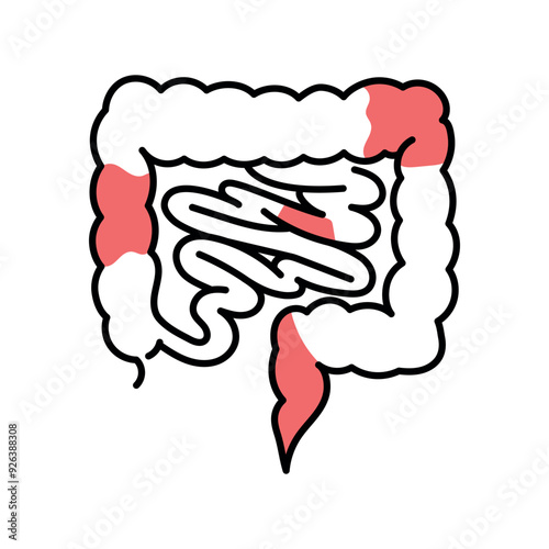 Inflammatory bowel disease color line icon. Autoimmune diseases.