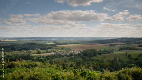 View of the Chemin des Dames plateau in the Aisne. France. Panorama