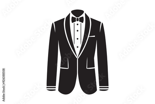   Tuxedo jacket Groom Suit Black and White Icon vector silhouette