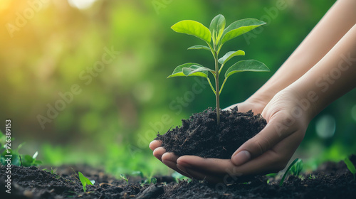 Wallpaper Mural hands holding seedling plant Torontodigital.ca