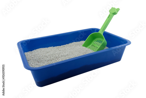 Cat litter box and toilet sand ( cat toilet ) isolated full transparent PNG. photo