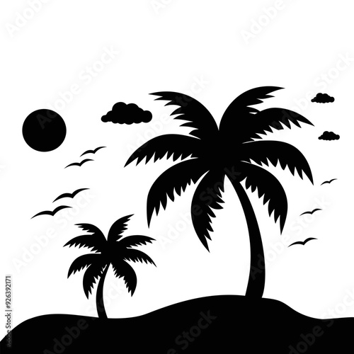 Summer vives black and white silhouette illustration photo