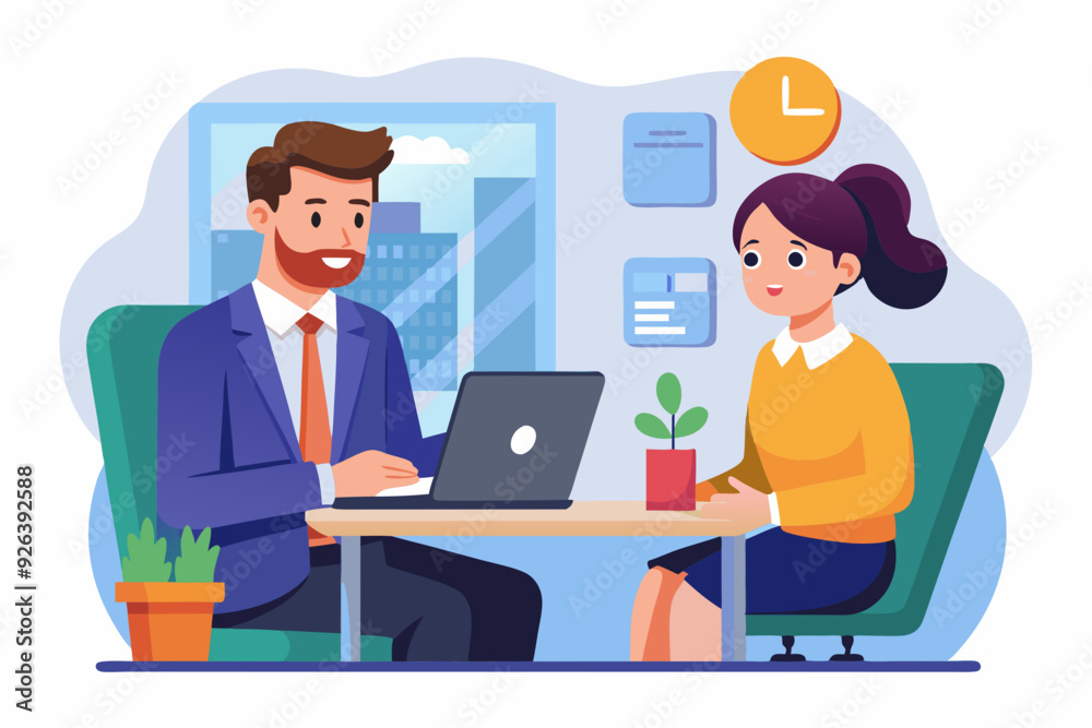Job interview. Hiring an employee. A candidate for a position in a company is talking to an HR manager
Job interview. Hiring an employee. A candidate for a position in a company is talking to an HR manager