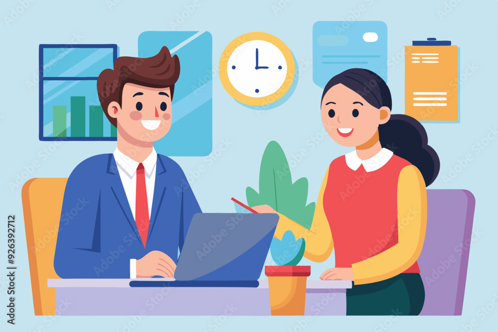 Job interview. Hiring an employee. A candidate for a position in a company is talking to an HR manager
Job interview. Hiring an employee. A candidate for a position in a company is talking to an HR manager