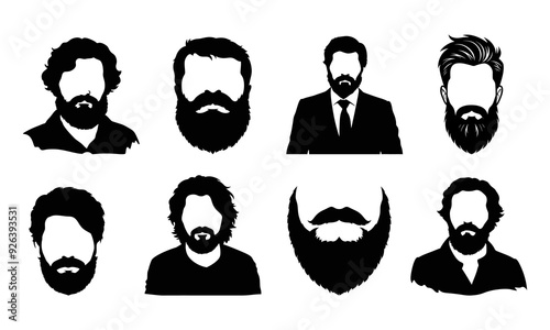 Set of beard and corporate people beard silhouette illustration