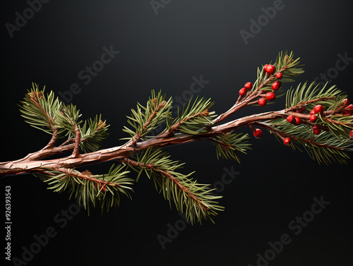 Branch of christmas tree with decorations