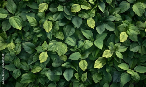 Lush Green Foliage Background with Overlapping Leaves