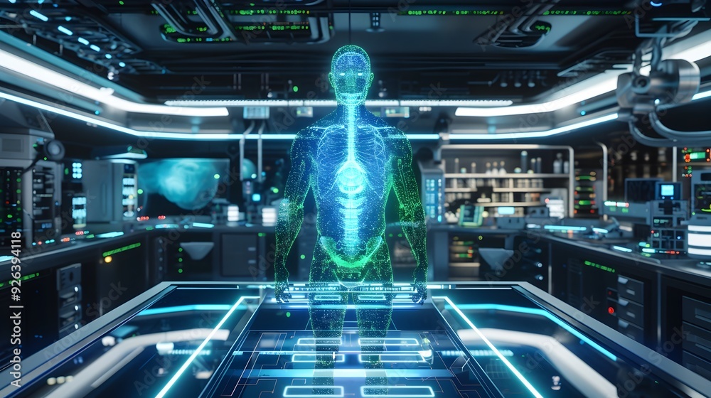 Led Projection Human Captivating 3D holographic projection of a human body the form ...