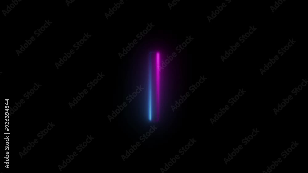 Animated Neon Glow Alphabet Symbol on Black Background. Animated Neon Glow Alphabet Symbol on Black Background.