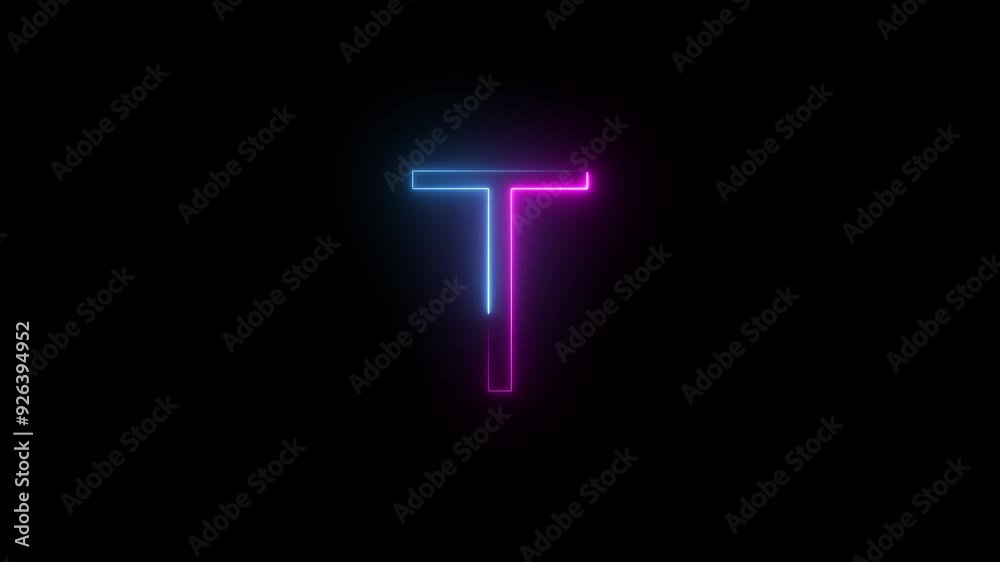 Animated Neon Glow Alphabet Symbol on Black Background. Animated Neon Glow Alphabet Symbol on Black Background.