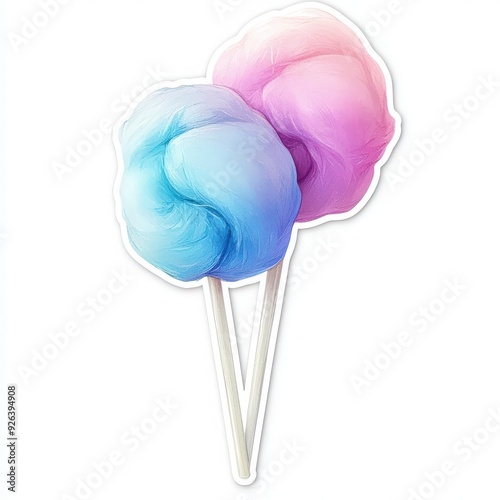 Delicious cotton candy featuring vibrant pink and blue swirls, perfect for fairs, parties, and sweet treats. photo