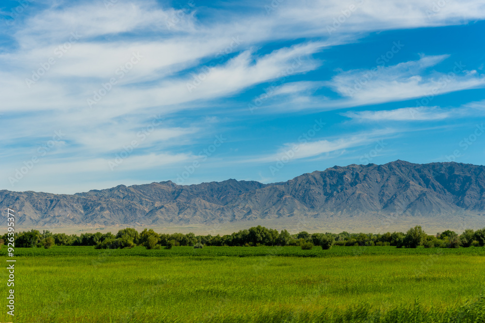 Majestic Mountains and Lush Fields in Xinjiang Majestic Mountains and Lush Fields in Xinjiang