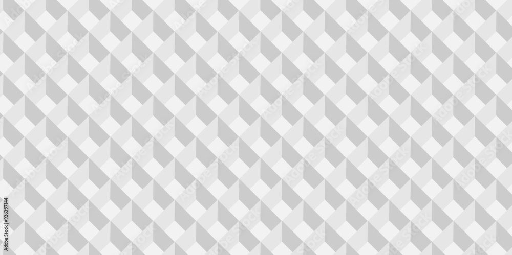Fototapeta premium Abstract geometric white and gray cube seamless pattern. minimal 3d creative isometric hexagon square blank vector illustration mosaic and triangle background.