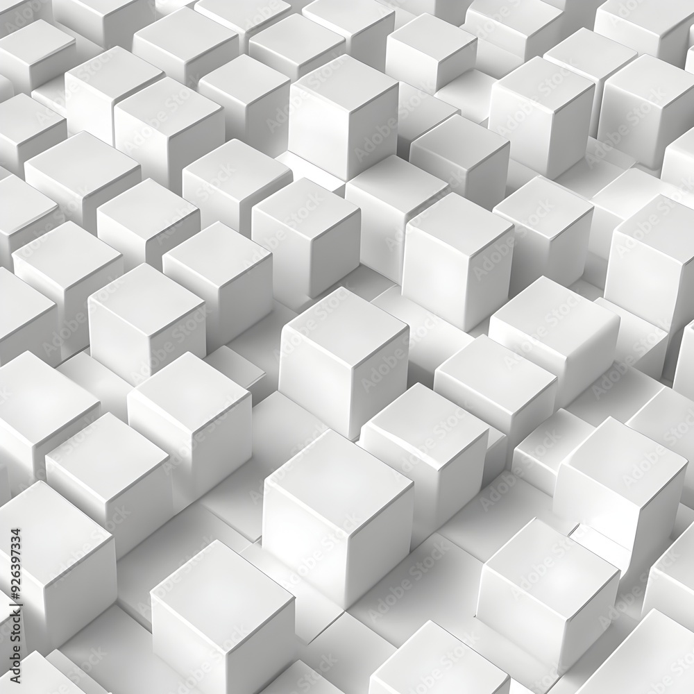 Layered 3D Grid of Monochrome Cubes in Abstract Geometric Design Layered 3D Grid of Monochrome Cubes in Abstract Geometric Design