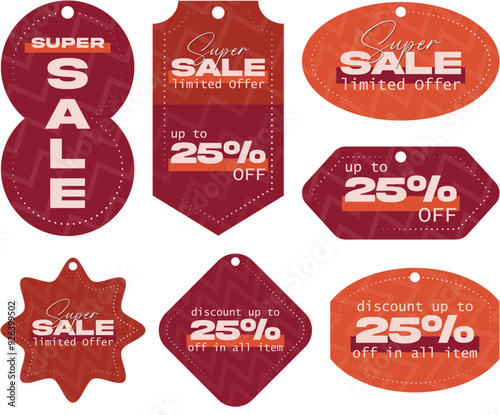 Modern sales tags with discounts set