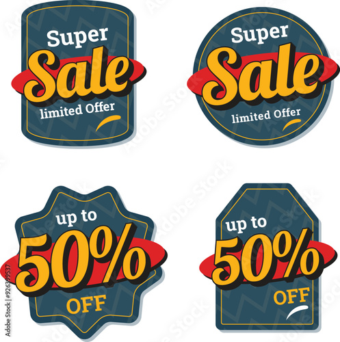 Vintage sales tags with discounts set