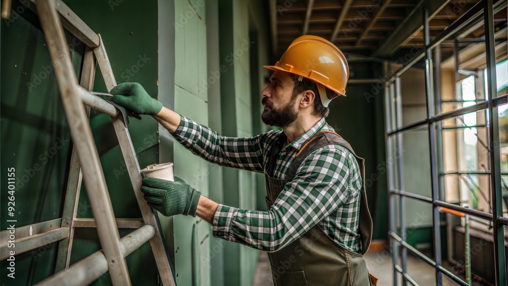 painter working at construction site. painter working at construction site.