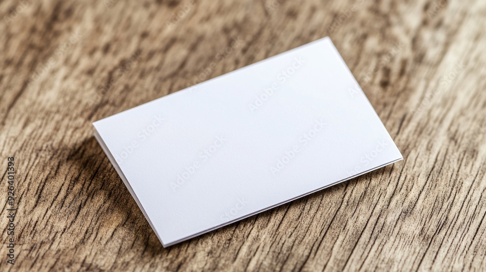 Blank white card on a wooden table. Blank white card on a wooden table.