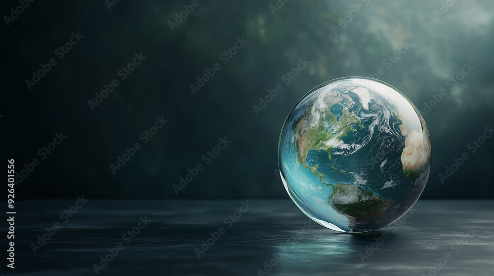 Earth in space, a glass orb containing Earth Earth in space, a glass orb containing Earth