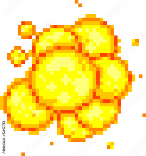 Pixel art explosion. Bang 8-bit retro game style vector illustration.