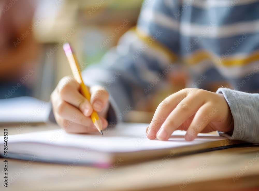 A child's hands are poised over a notebook, eagerly learning lessons. The focus on their writing highlights the excitement of discovery and education. A child's hands are poised over a notebook, eagerly learning lessons. The focus on their writing highlights the excitement of discovery and education.