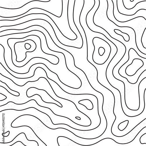 Abstract topographic map background with organic flowing lines vector 