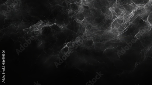 Abstract smoke patterns on a black background, creating a mysterious and artistic atmosphere.