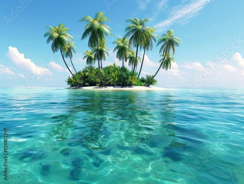 Island Bliss: Tropical Palm Trees and Blue Sky Wallpaper