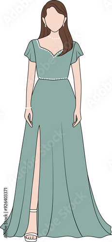 Handdrawn Elegant Bridesmaid Illustration