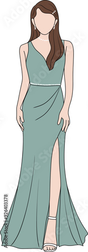 Handdrawn Elegant Bridesmaid Illustration